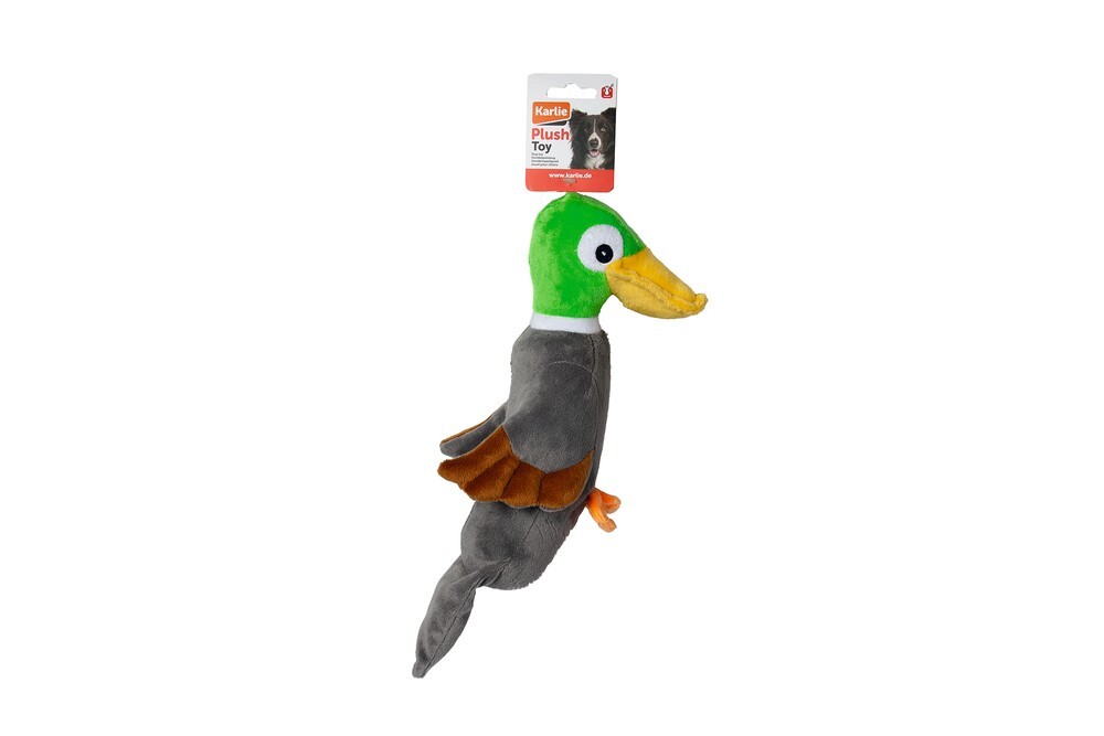 Karlie Plüsch Vogel Dobby 36x14x8,5cm - Hundespielzeug mit Quietscher Stofftier