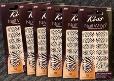 X6  Kiss Nail Wrap Fashion That Sticks 57380 CAMISOLE (ZEBRA) 18 Strips (EACH)