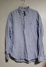 Ralph Lauren blue white striped long sleeve button dress shirt sz XL custom fit