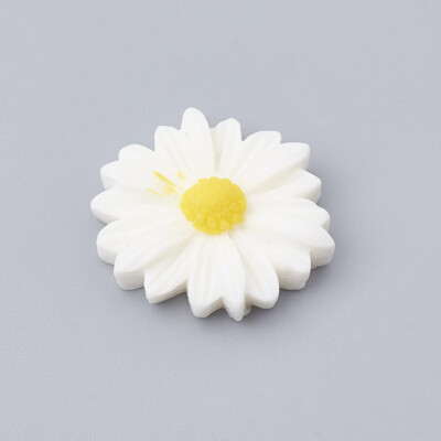 200x Opaque White FlowerDaisy Resin Cabochons Embellishments For Craft 23x22x7mm