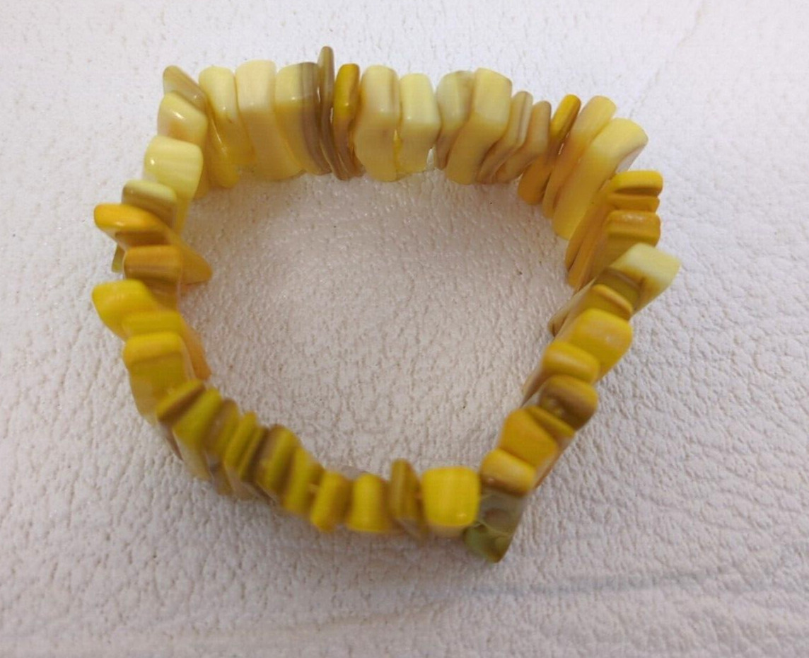 2 Shell Stretch Cuff Bracelets Iridescent Turquoi… - image 6