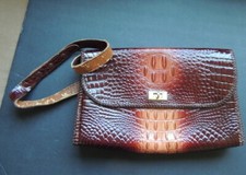 Vintage 60s Brown Genuine Alligator Handbag Leather Lined