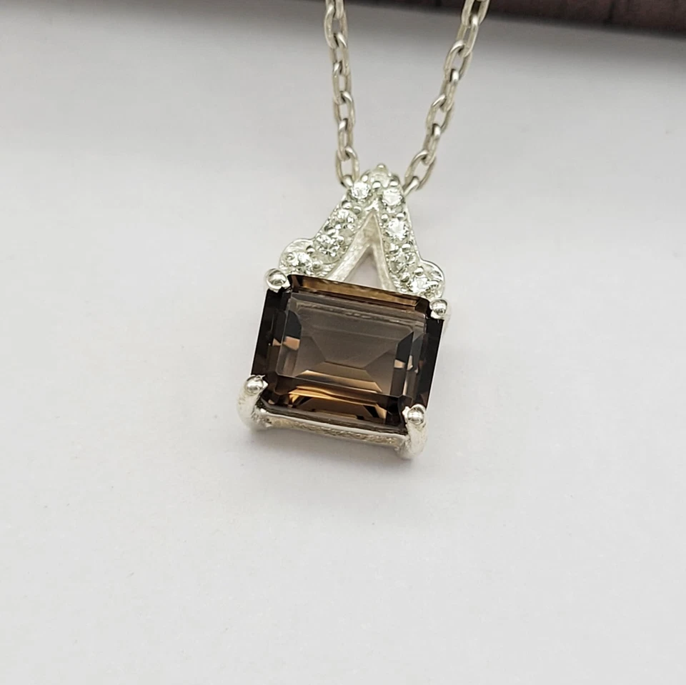 Lovely Smoky Quartz 925 Sterling Silver Pendant-Brown Gemstone Pendant Gift Her - Image 4 of 4