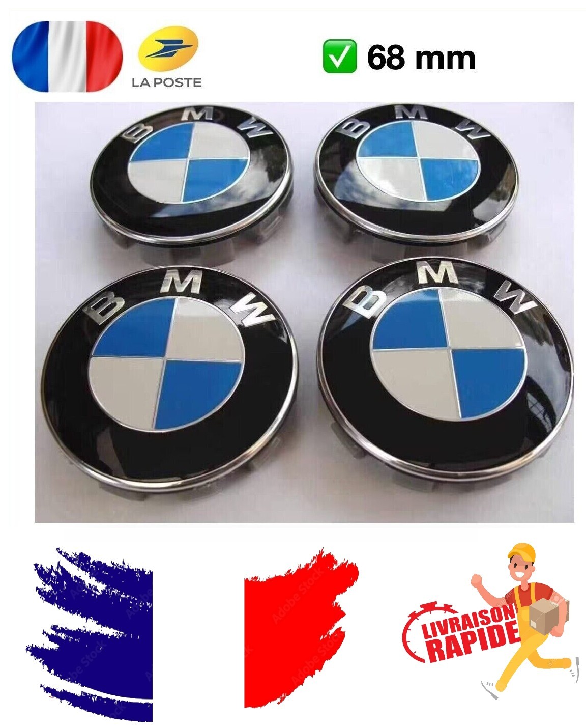Cache moyeu 68mm BMW pour remplacer vos centres de roue jaunis ou perdus