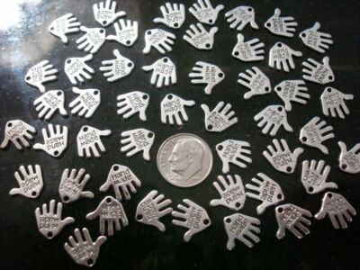 100 SILVER pl handmade jewelry signature tags earring charms pendants CFP040