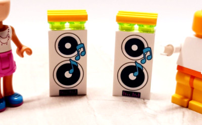 New LEGO Tower Speakers Lot of 2 Printed Fronts Tall Music Note Equalizer Band