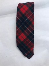 Pendleton Tie Red Wool Plaid Tartan USA Made Vintage Skinny Preppy Chic
