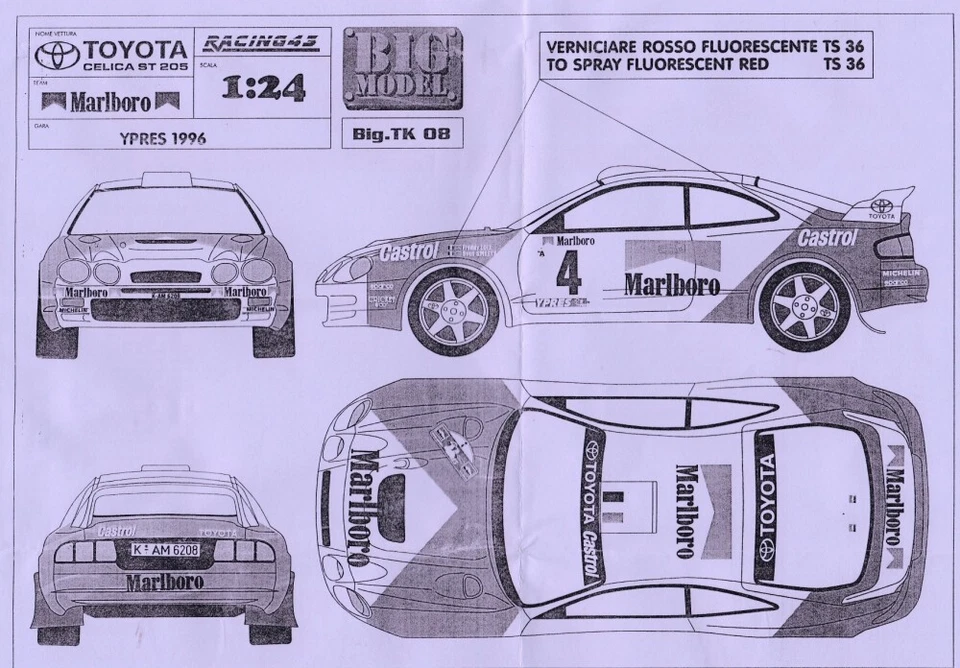 1/24 Toyota Celica ST205 MARL*ORO Rally Ypres '96 BIG24 TRANS-KIT Racing43 TK008 - Immagine 2 di 3