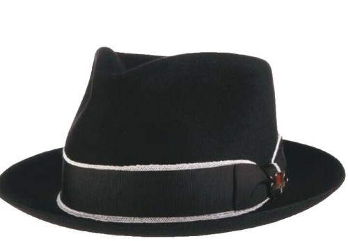 Biltmore Golden Pheasant Velour Fedora Hat Black Size 7 1/8  display picture 1