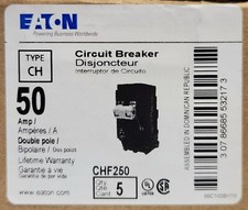 EATON CUTLER HAMMER CHF250 CH250 2 Pole 50 AMP Type CH Circuit Breaker