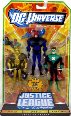 Justice League Unlimited 3-Pack GOLDFACE EVIL STAR KYLE RAYNER Figure Set New!