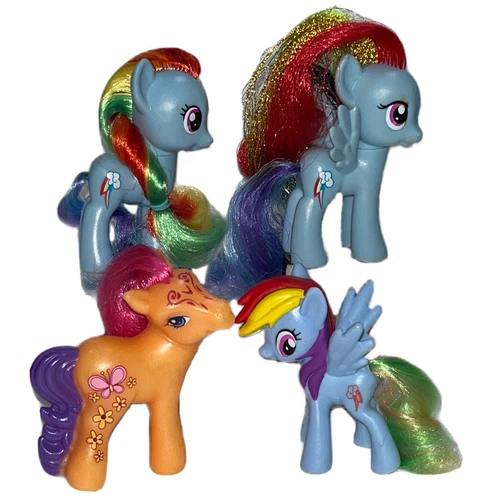 Lot My Little Pony 4 Mini Figures Rainbow Dash 1-Scootaloo 3-3/4” To 3” MLP