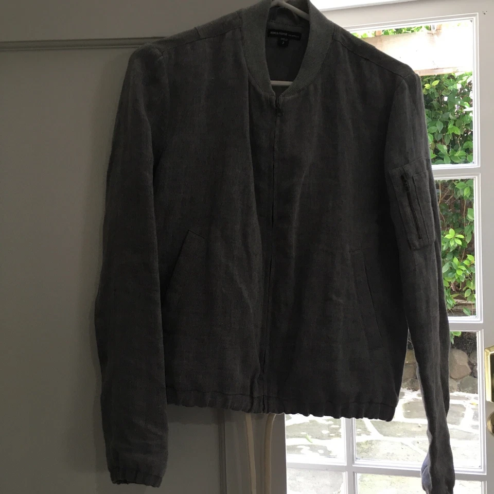 CHAQUETA BOMBER JAMES PERSE LOS ANGELES GRIS LINO DESTEÑIDO TALLA: 2 Foto 3 de 4