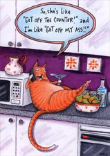 Cat on Counter Funny Birthday Card - Greeting Card by Oatmeal Studios