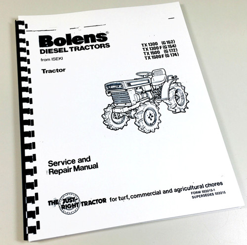 Bolens G152 G154 G172 G174 Tractor Service Repair Shop Manual Iseki Diesel Eng
