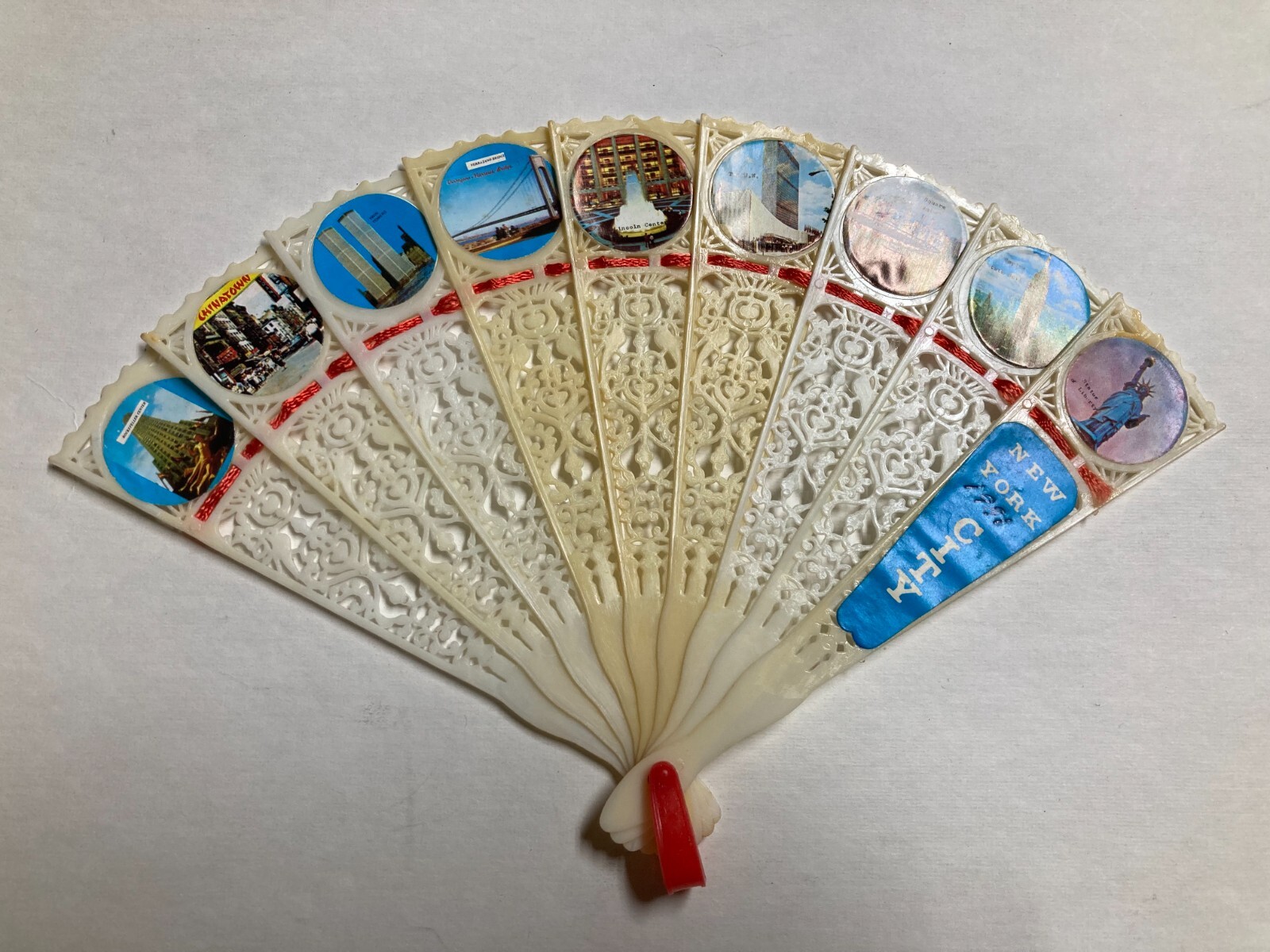 Vintage Foldable Plastic Hand Fan Ivory 1970s New Yor… Gem