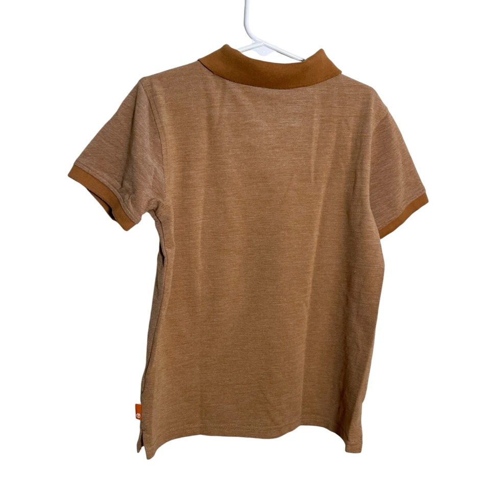Timberland Polo Niño 7 Marrón Manga Corta Gráfico Camiseta Cuello Sólido Top Foto 3 de 4