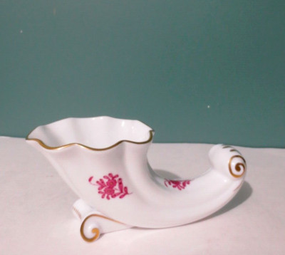 HEREND HVNGARY- Rare Vintage Stamped & Numbered CORNUCOPIA Serving / Decor Piece