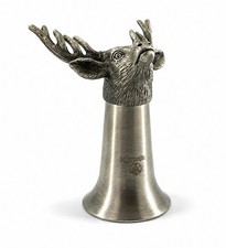 J&auml;germeister Deer Head Pewter Shot Glass 3.5&rdquo; Hunting Stag Barware Germany
