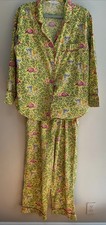 Print Fresh Pajamas Set Size M Flamingos Elephants Yellow Long Sleeve Flaw