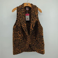 Marley Lilly Animal Print Vest Large XL NWT Brown Black Leopard Spotted