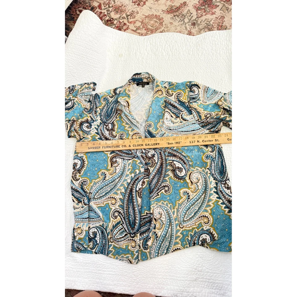 Ellen Weaver 佩斯利印花纽扣前开衫夹克波西米亚 2X — 第 4/4 张图片