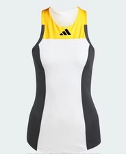 Image of New Adidas Y Tank Pro Tennis Shirt White Spark Black Women XS Yellow Racer NWT