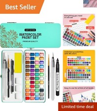 Elegant Non-Toxic Watercolor Set with Fluorescent  Metallic Shades - 48 Colors