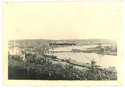 Genuine Photo panorama blown up Sava bridge Zemun Belgrade Serbia Yugoslavia