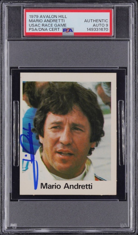 1979 Avalon Hill Mario Andretti Signed Racing Card Autograph PSA 9 Auto GOAT