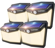 CLAONER Solar Lights Outdoor, [128 LED/4 Packs] 4 Packs, Warm White 