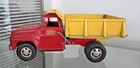 VINTAGE 1960s TONKA PRESSED STEEL RED / YELLOW DUMP TRUCK BLACK TIRES