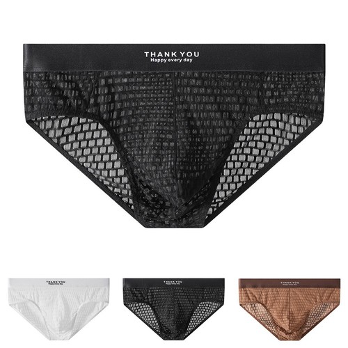 Atmungsaktiver Herren-Slip niedrige Taille Netz durchsichtig Unterwäsche mit U-Konvexbeutel - Bild 1 von 9