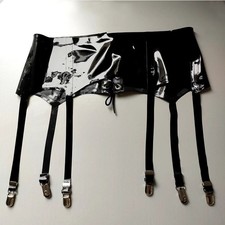 Women Latex Garter Belts Black Gummi Rubber Suspender Customize 0.4mm
