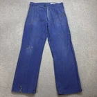 VINTAGE French Trousers Adult 34x30 Blue Workwear Chore Faded Distressed Men
