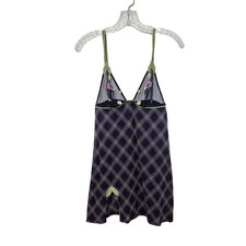 La Perla x Malizia y2k Sheer Purple Plaid Slip Nightdress Chemise Sz 3 M/L 
