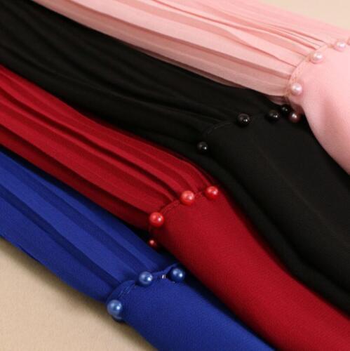 Muslim Women Long Scarf Head Wrap Scarves Beaded Shawls Islamic Headscarf Stoles - Picture 1 of 30