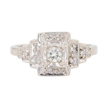 .19ctw Round Cut Diamond Halo Engagement Ring 14k White Gold Size 7