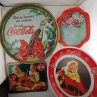 Vintage Coca Cola Christmas Santa Metal Serving Tray Lot 4 Holiday Coke
