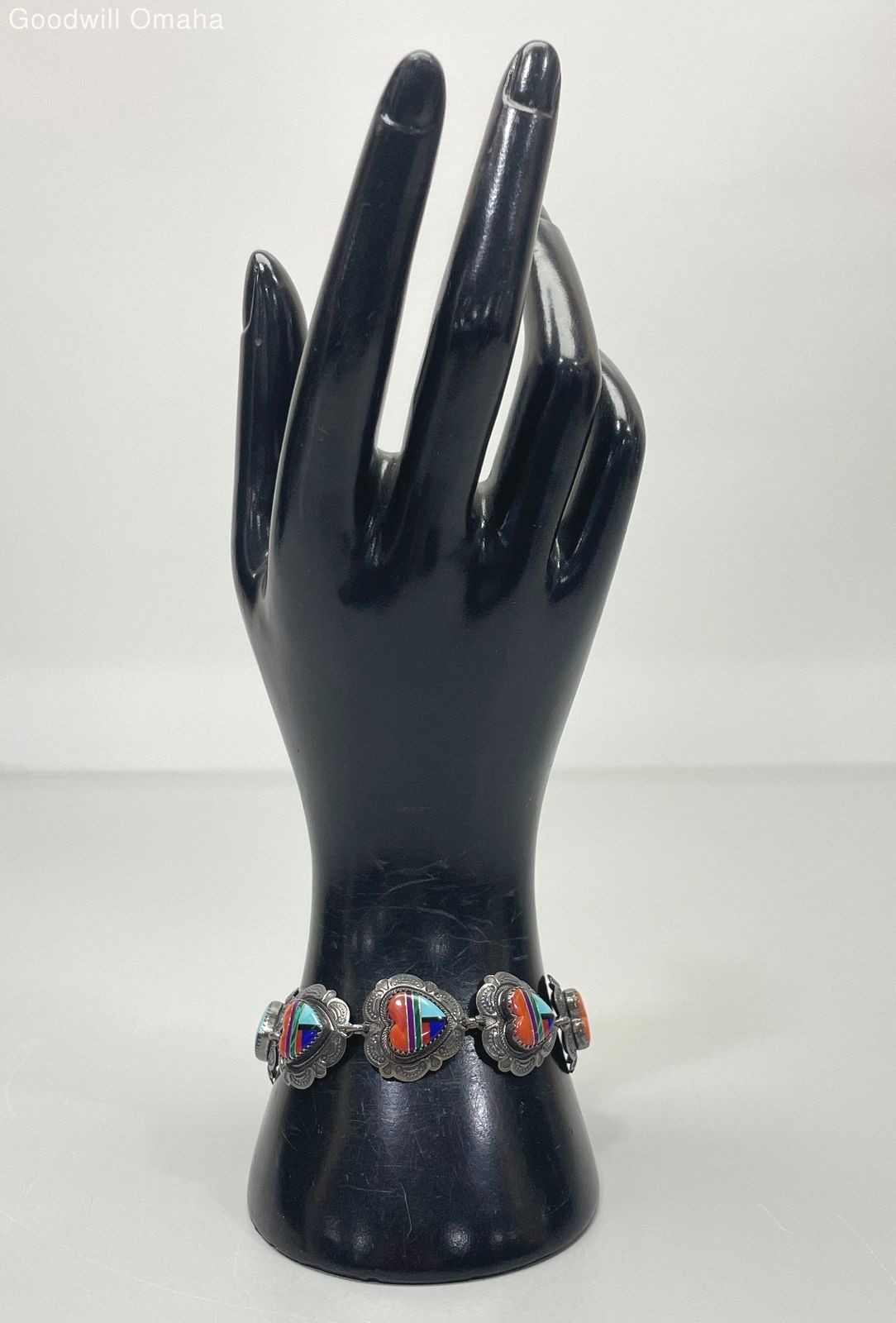 Sterling Silver Running Bear Native American Gems… - image 1