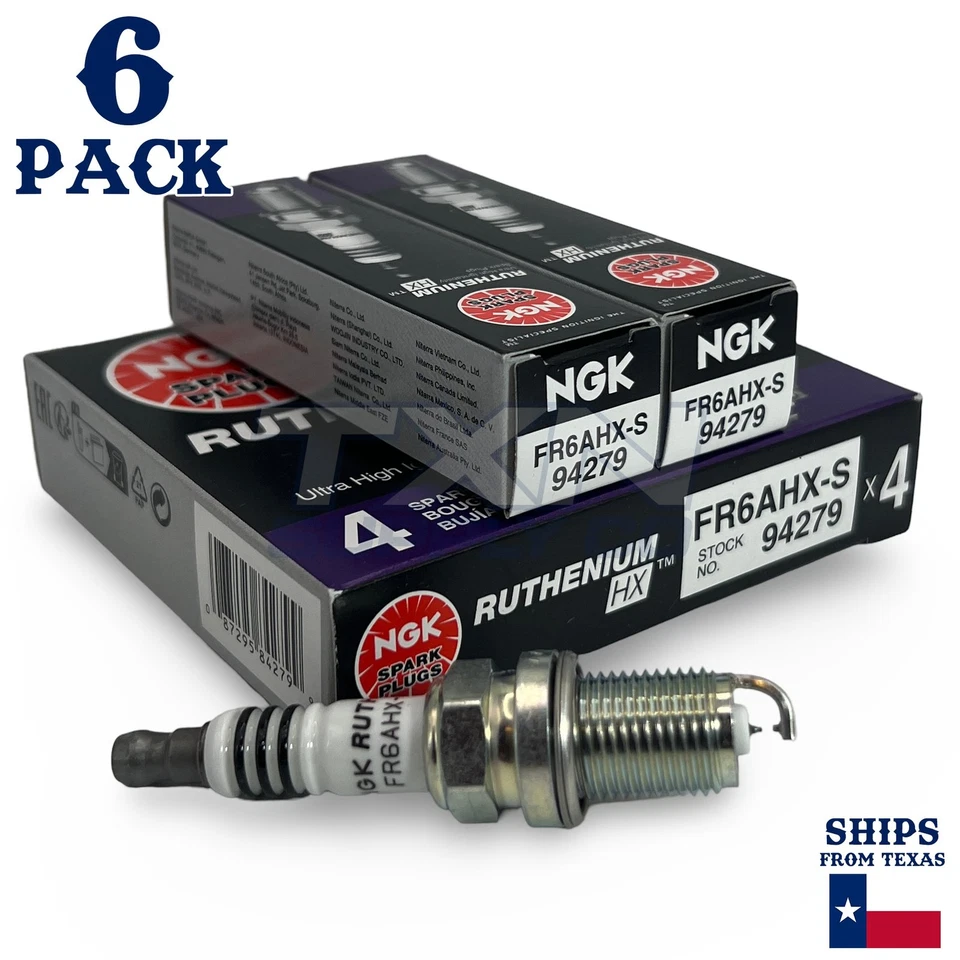 6 Pack NGK Ruthenium HX Spark Plugs 2000 for Mitsubishi Eclipse V6 3.0L - Image 2 of 3