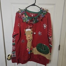 33 Degrees Women's Red XL Ugly Christmas Sweater Festive Llama Holiday Party