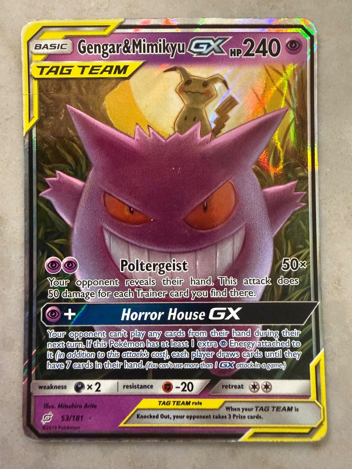 Gengar & Mimikyu GX 53/181 Tag Team Rare Holo Pokemon Card