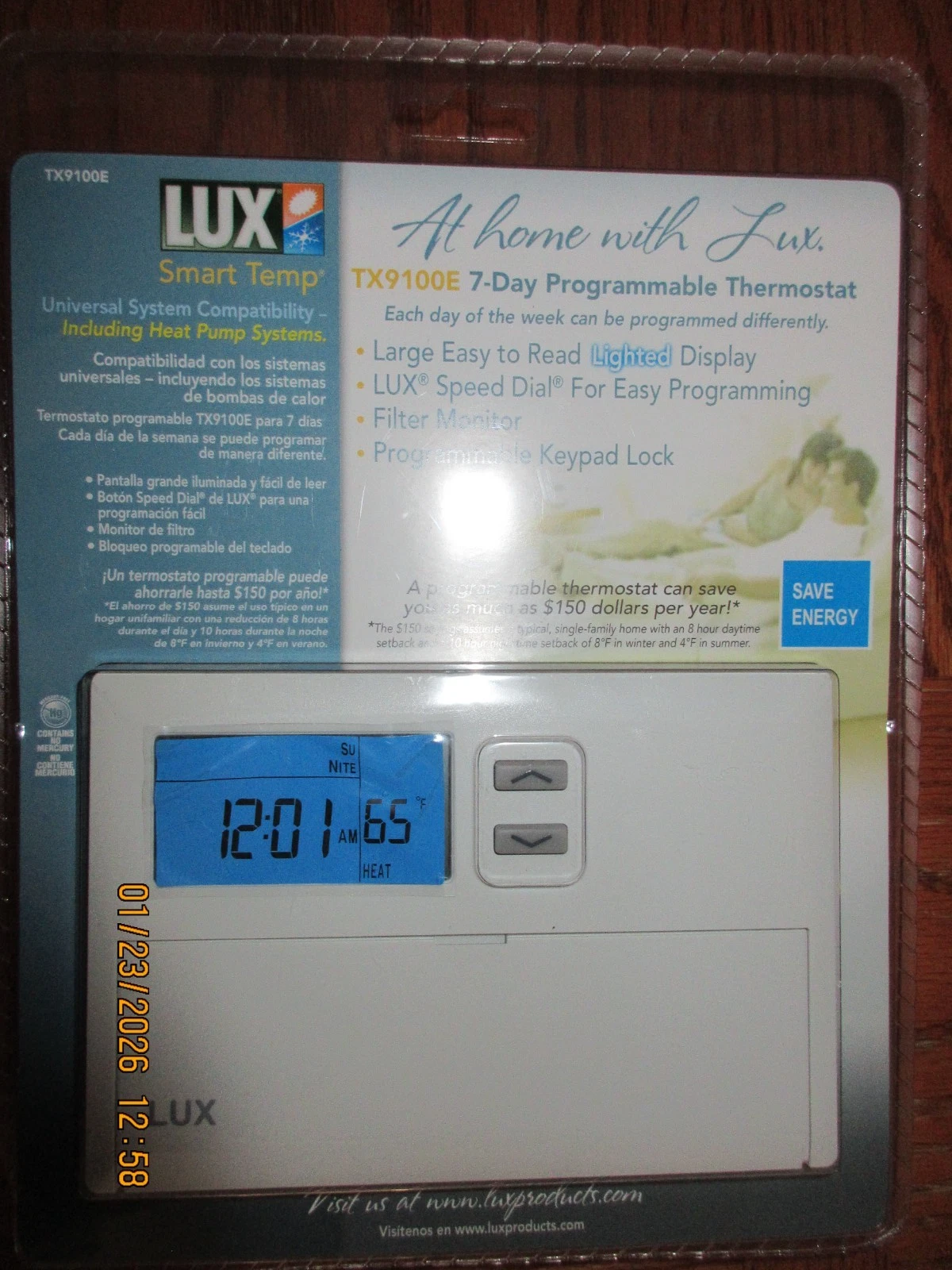 LUX Smart Temp TX9100E 7 Day Programmable Thermostat Universal New Sealed