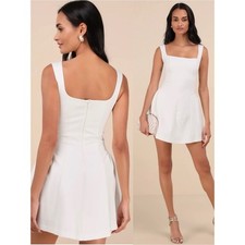 NWOT Lulu’s Roetta White Sleeveless Pleated Mini Dress Small Chic Party 2576271