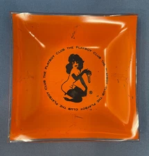 The PLAYBOY Club Orange Square Ashtray Naked woman logo