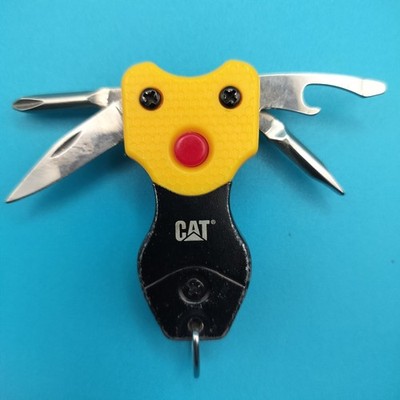 CAT Promo Multi-Tool Pocket Knife Keychain Flashlight Yellow Black Utility