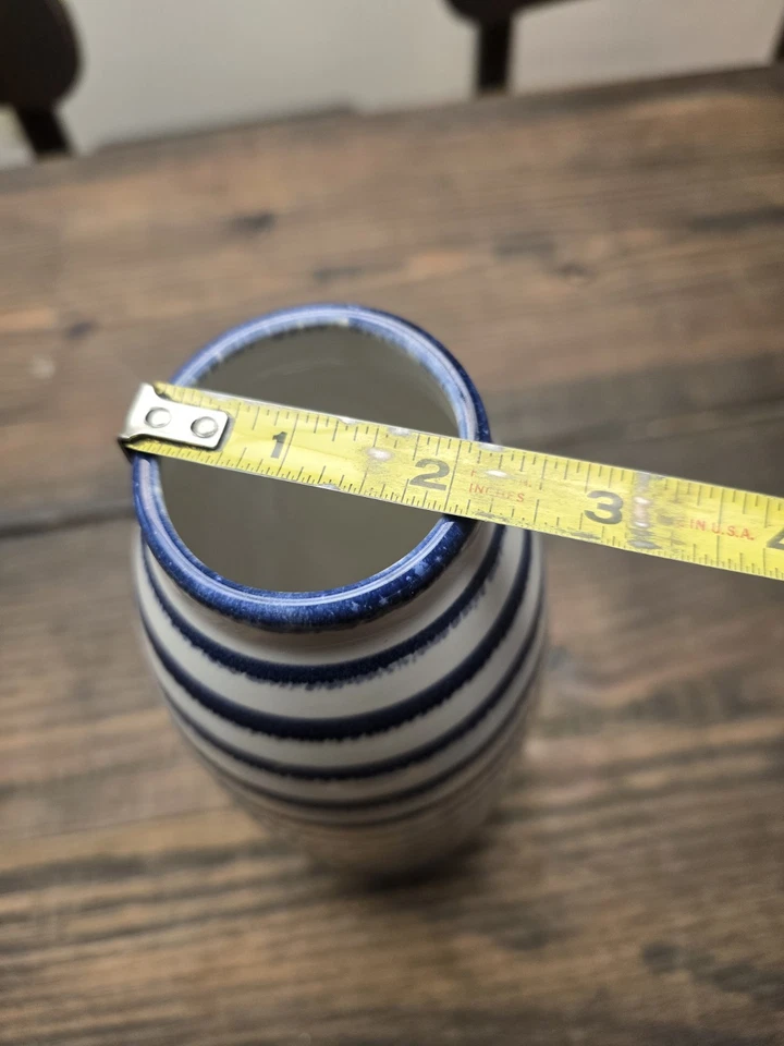 Modern Beach Blue and White Flower Vase Home Office Decor - Image 3 of 4