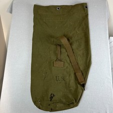 VTG WW2 Era U.S. Army Olive Drab Canvas Duffel Bag w/ Strap 22"x40"