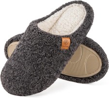 Women's Fuzzy Slip-on Slippers Soft Comfy Memory Foam Indoor House